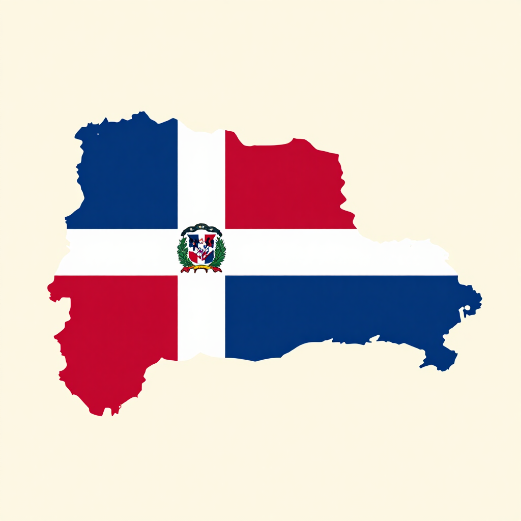 Dominican Republic outline filled with the national flag